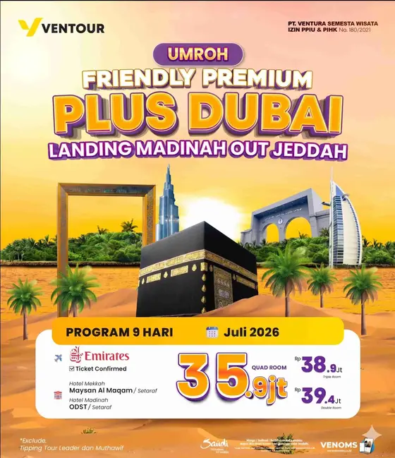 Paket Umroh Friendly Premium Plus Dubai Ventour